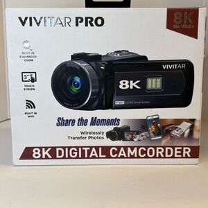 Vivitar Pro 8K Digital Camcorder WiFi Touch Screen Night Vision